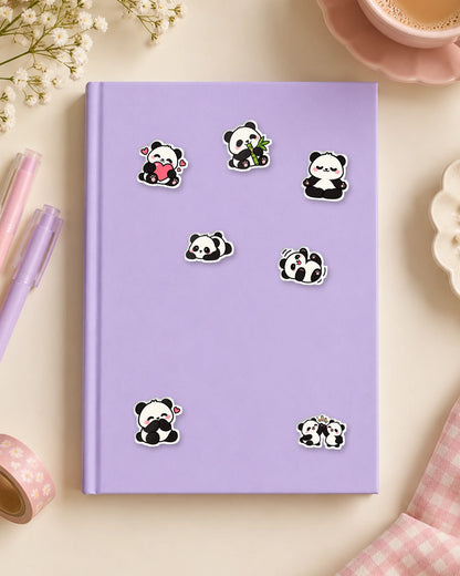 Panda Party mini patches on a journal