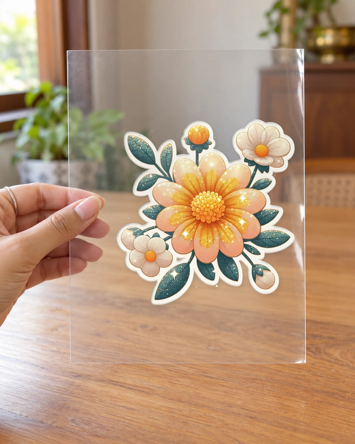 Peachy Bloom hard surface patch on clear film