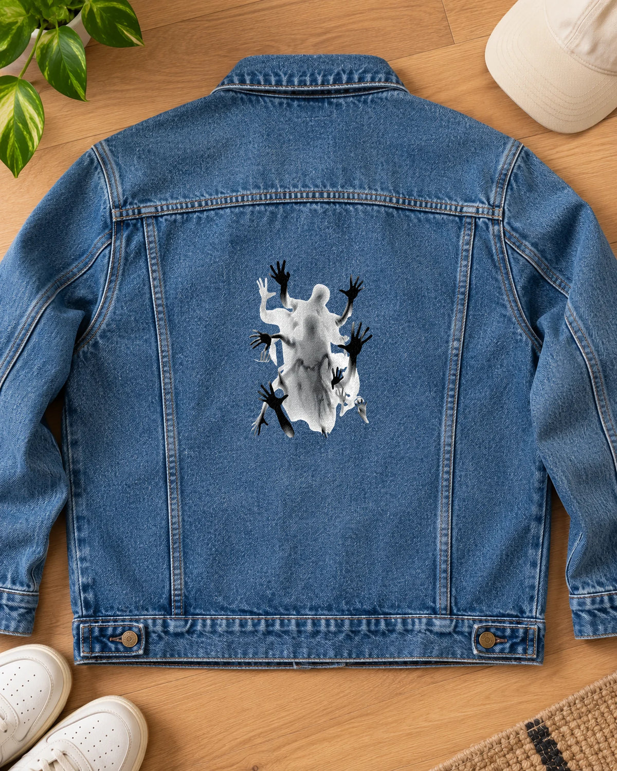 Peek-a-boo iron-on patch on clothes