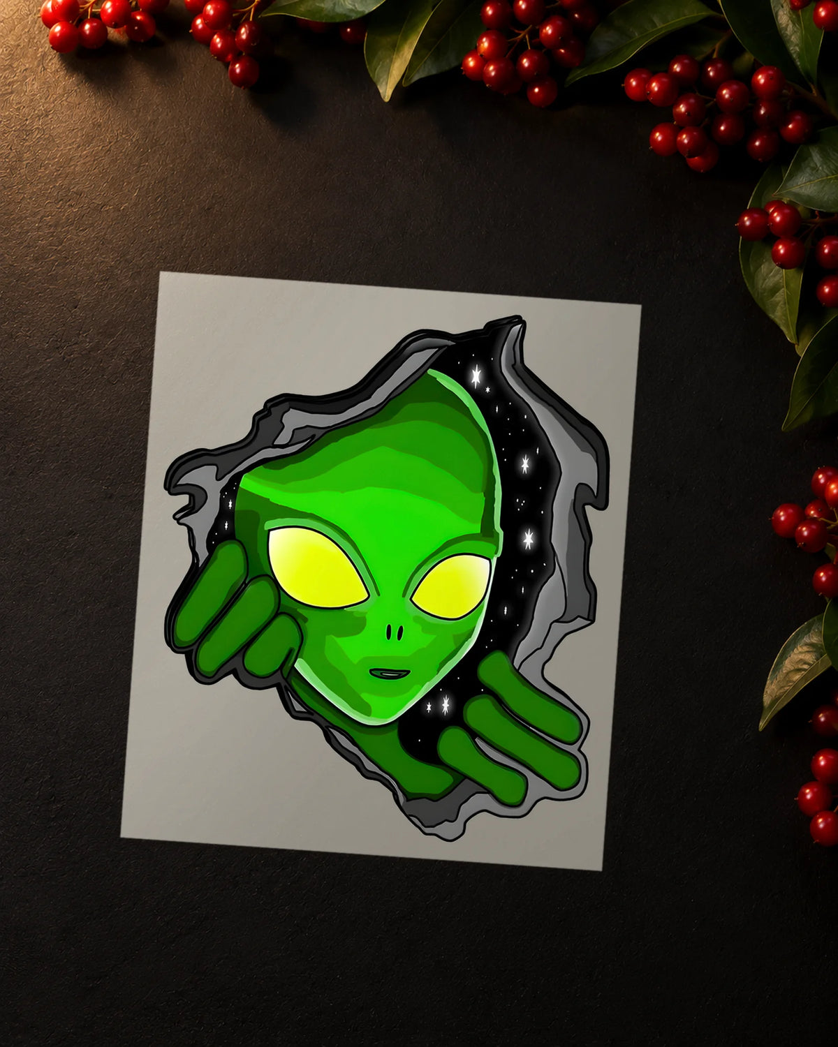 Peeking Alien iron-on patch transfer