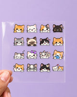 Peeking Cats mini hard surface patch sheet on clear film