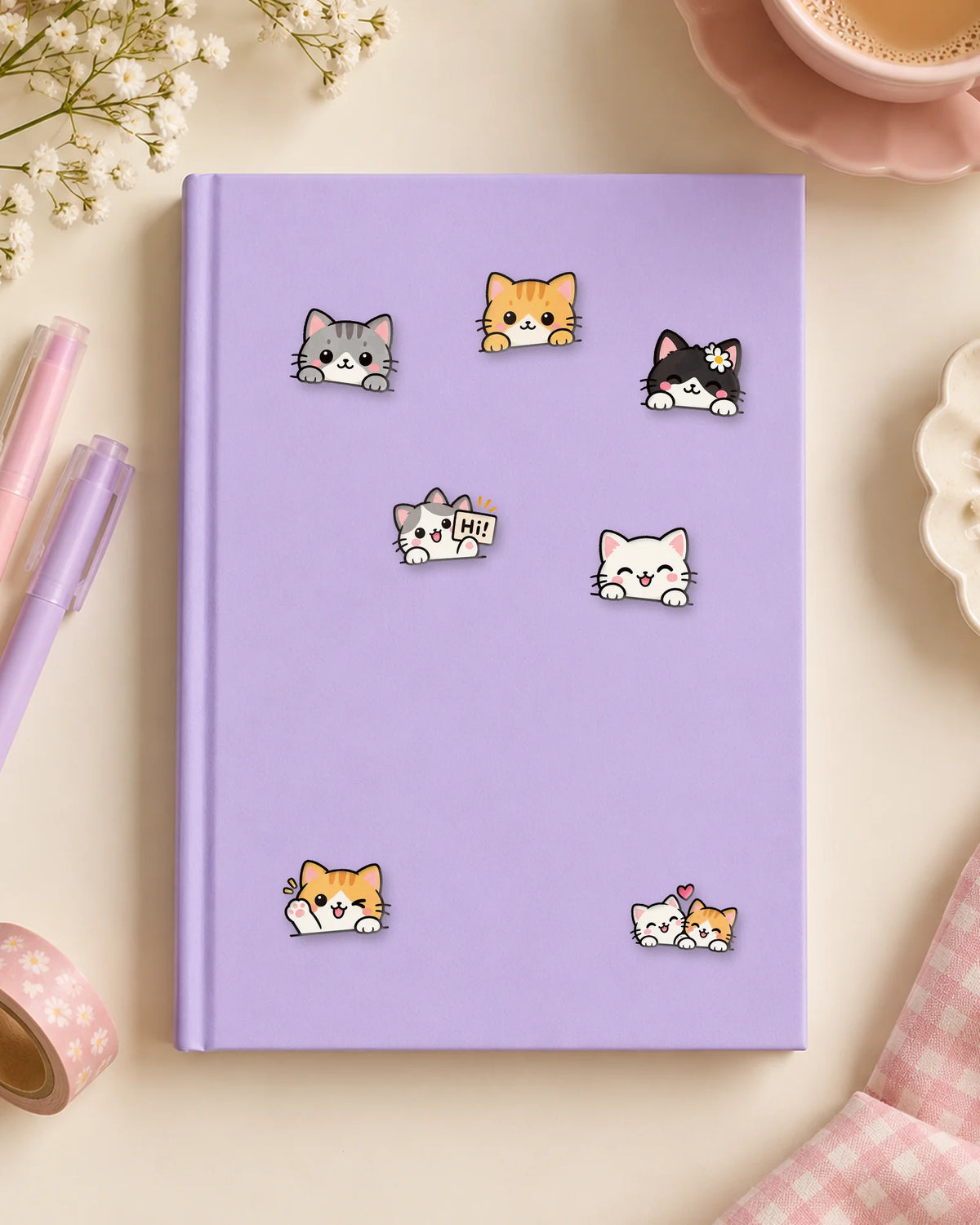 Peeking Cats mini patches on a journal