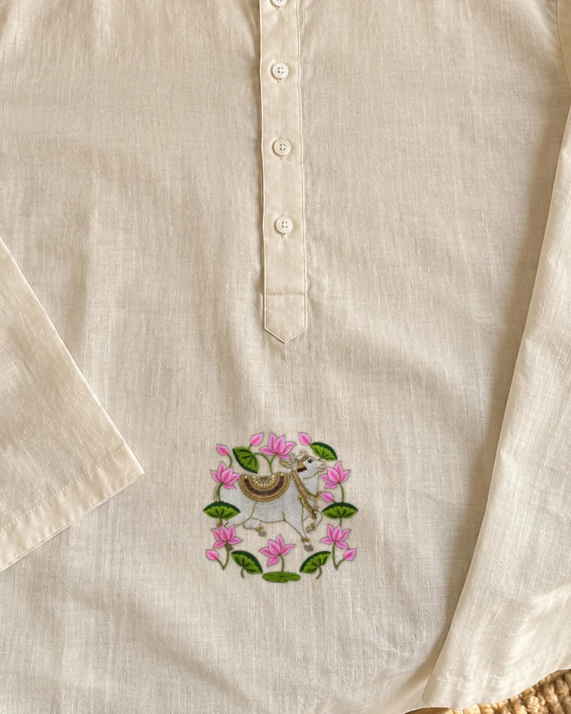 Pichwai Gau embroidery-look iron-on patch | Thread Theory