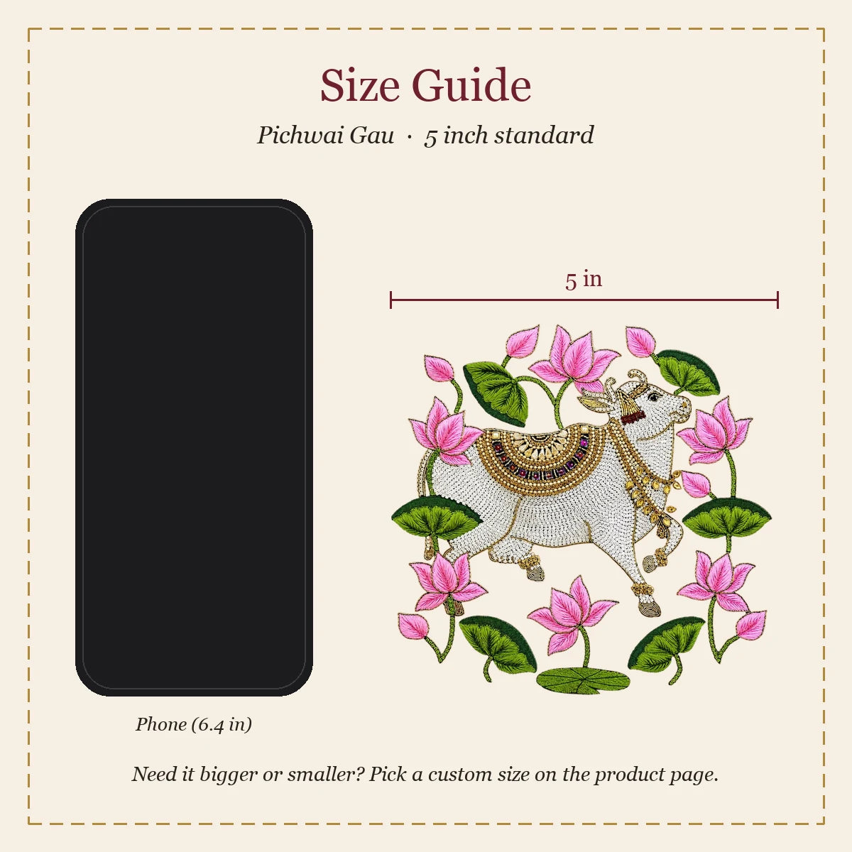 Pichwai Gau embroidery-look iron-on patch | Thread Theory