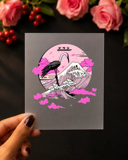 Pink Horizon iron-on patch on clothes