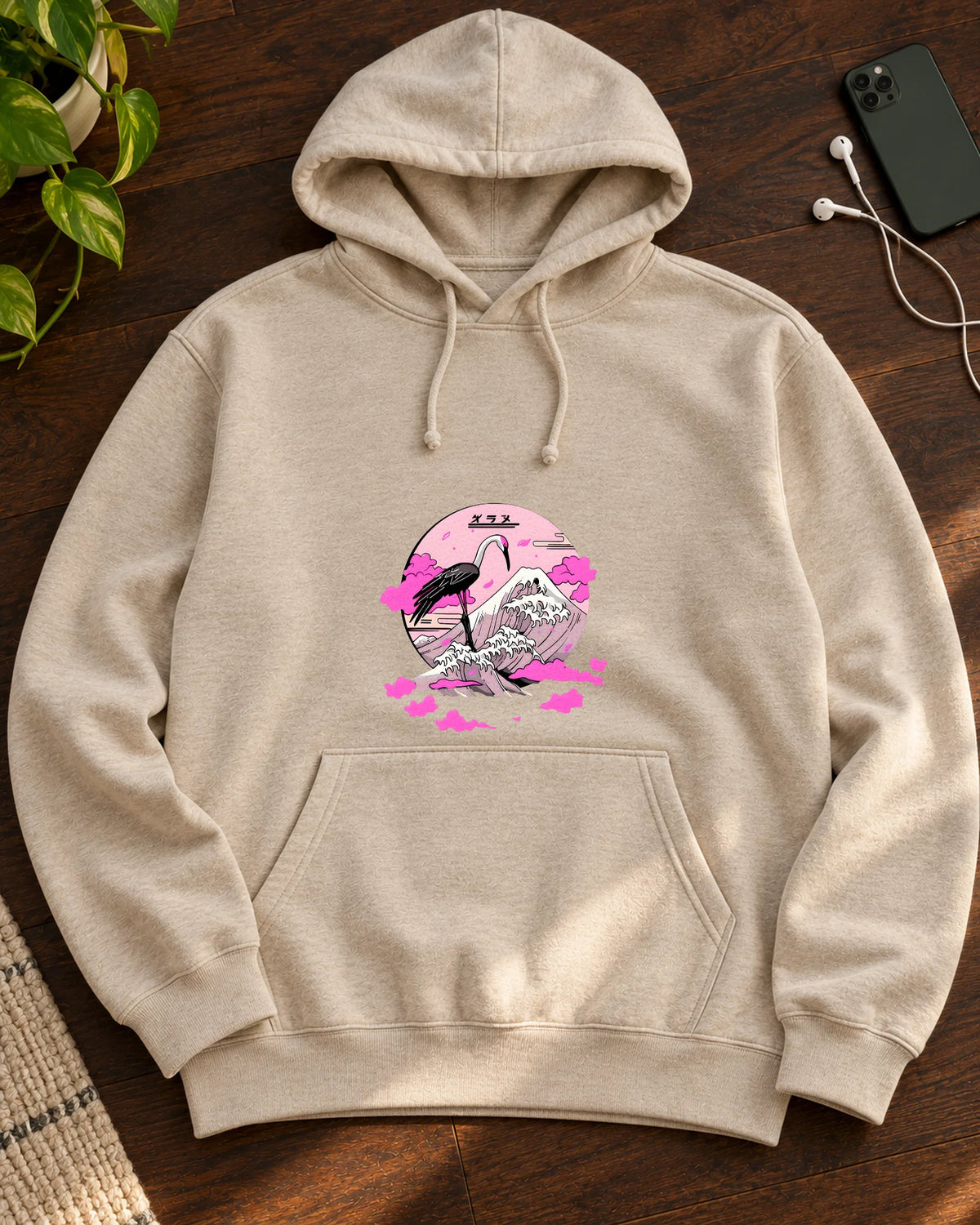 Pink Horizon iron-on patch on clothes