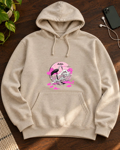 Pink Horizon iron-on patch on clothes