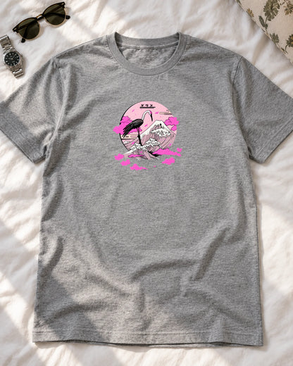 Pink Horizon iron-on patch on clothes