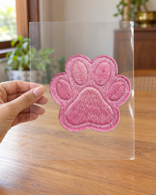 Pink Paw hard surface patch on clear film