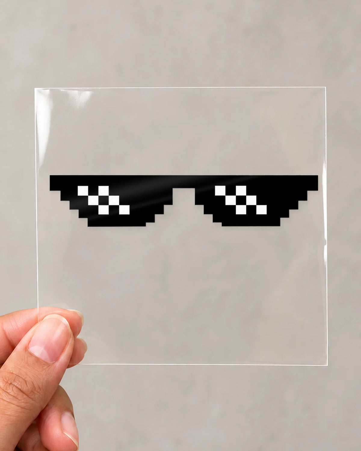 Pixel Shades gamer patch in black ink on clear film