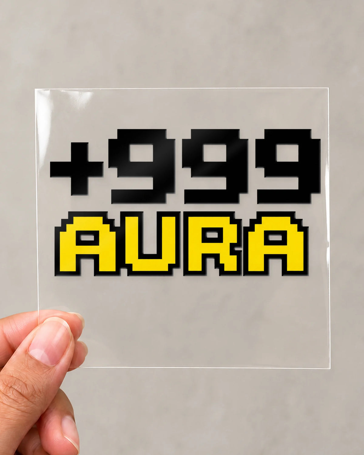 +999 Aura gamer patch in black ink on clear film