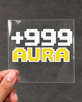 +999 Aura gamer patch in white ink on clear film
