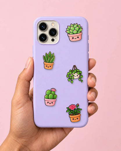Pot Pals mini patches on a phone case