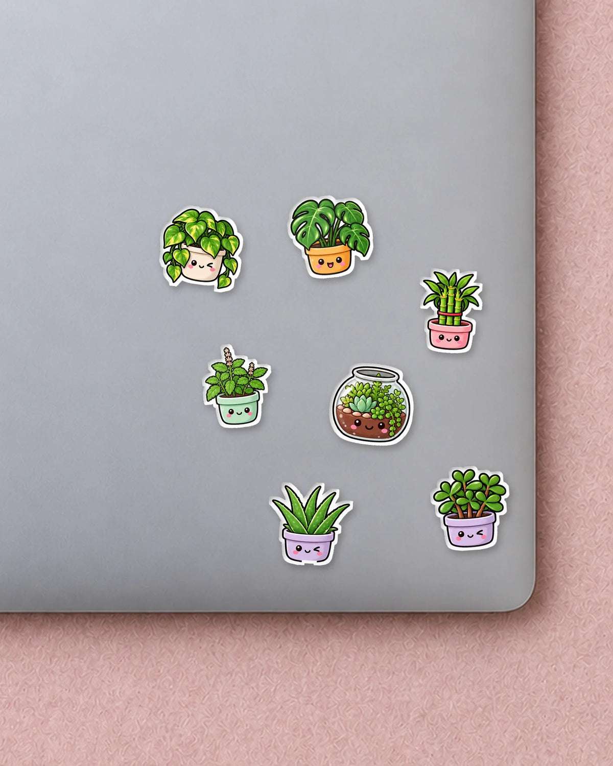 Pot Pals mini patches on a laptop
