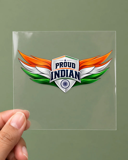 Proud Indian hard surface patch on clear film