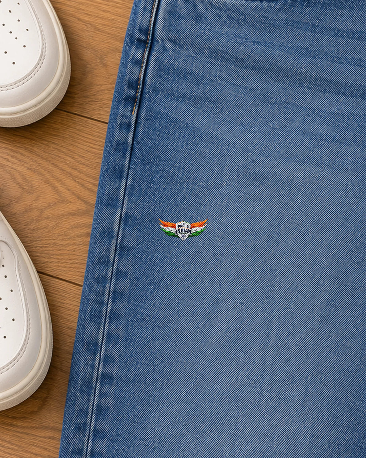 Proud Indian iron-on patch on clothes