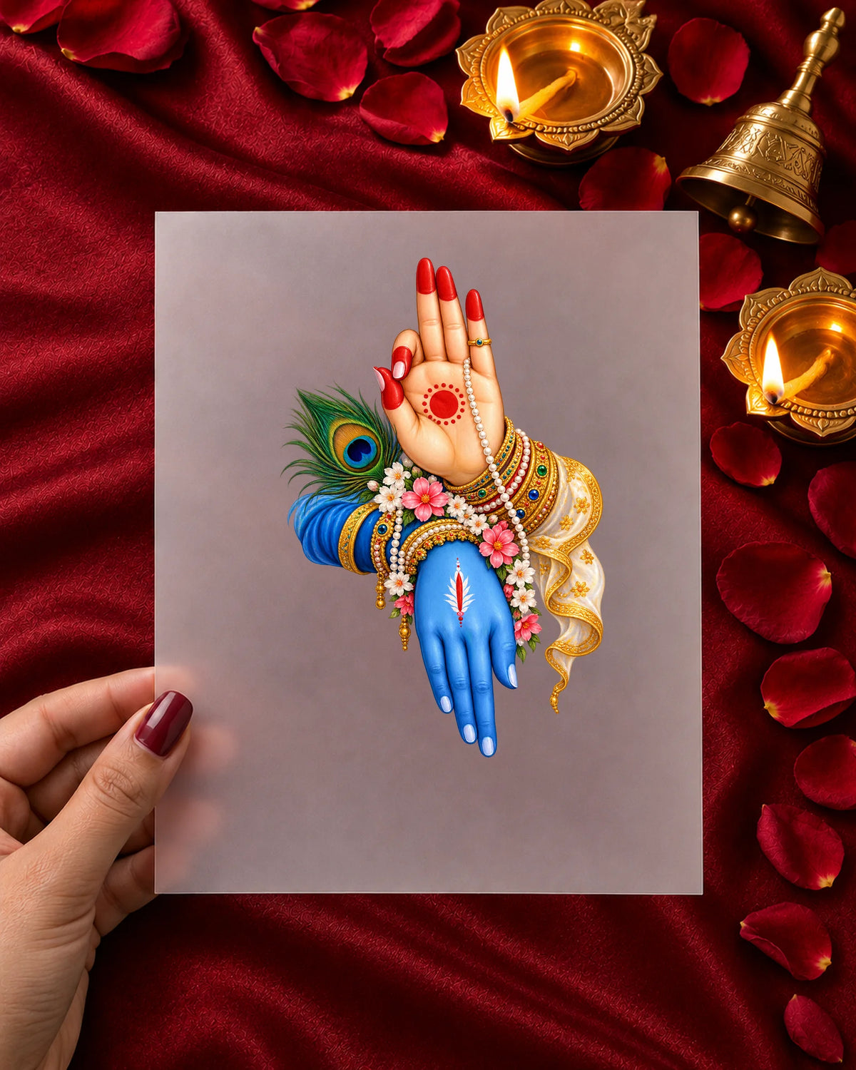 Sacred Touch iron-on patch in hand