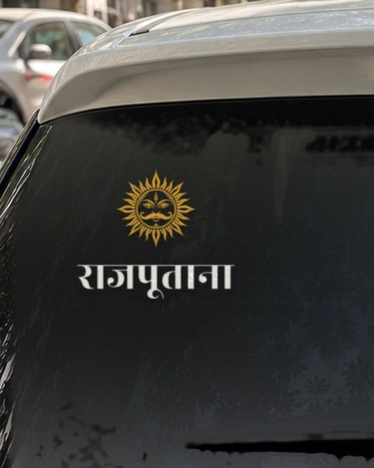 Rajput car patch on a car rear glass