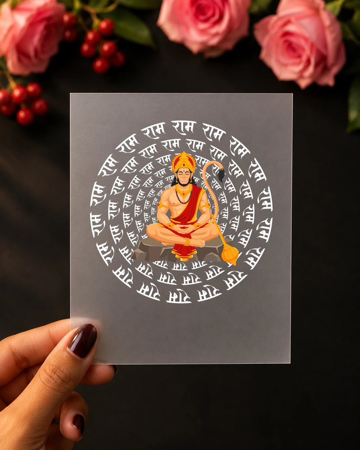Ram Naam Hanuman iron-on patch on clothes