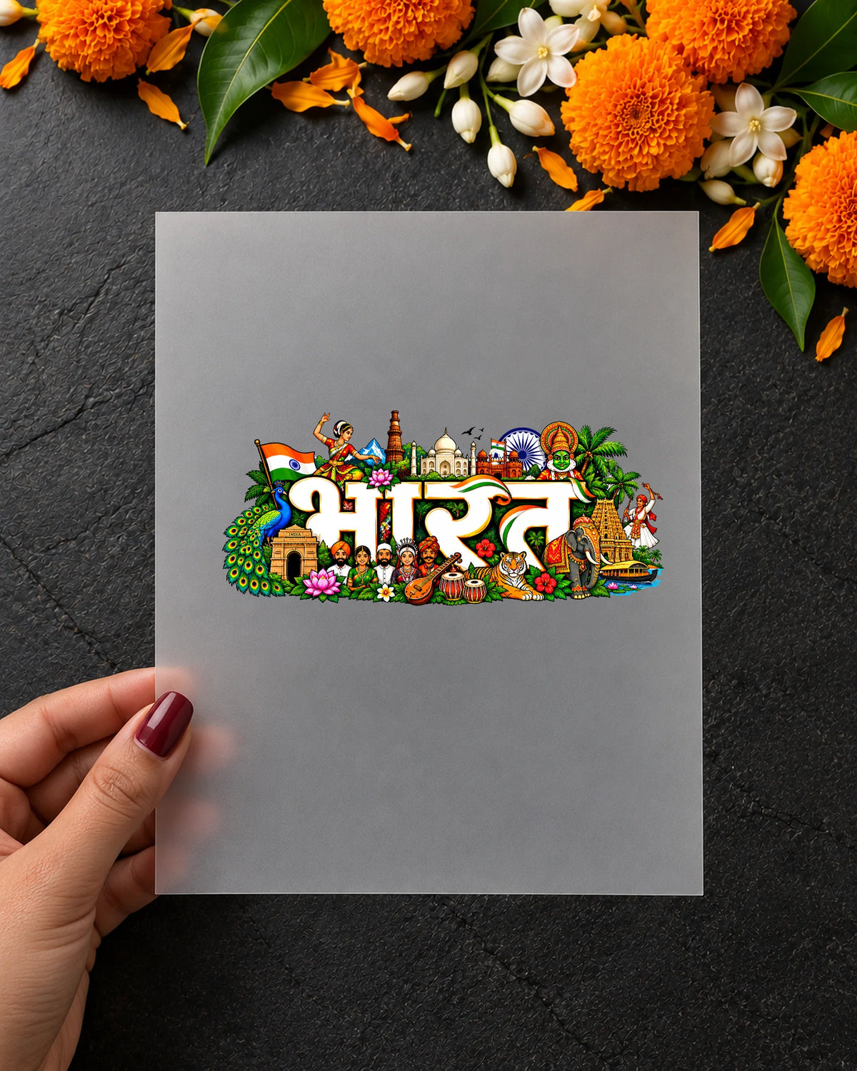 Rangeela Bharat iron-on patch in hand