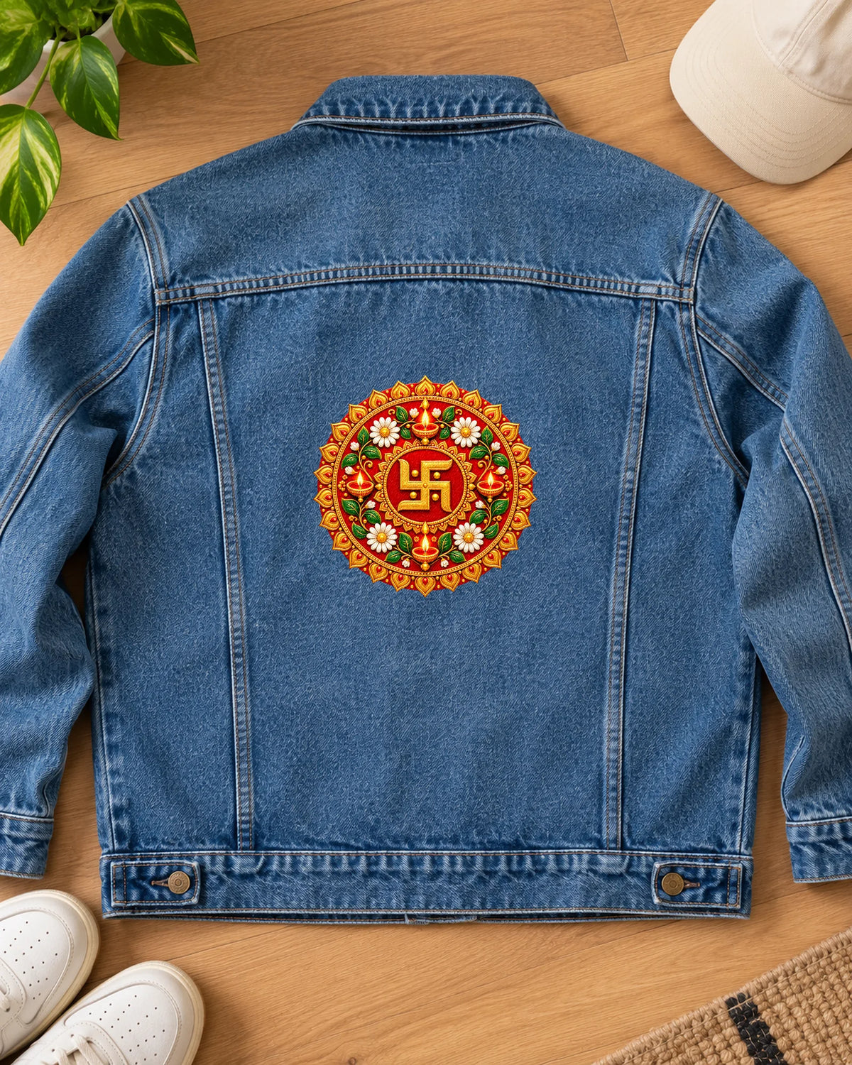 Diwali Rangoli iron-on patch on clothes