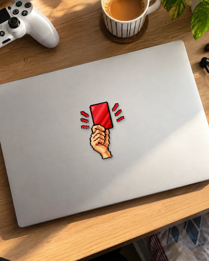 Red Card gamer patch on a laptop