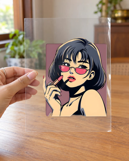 Red Lip Mood hard surface patch on clear film