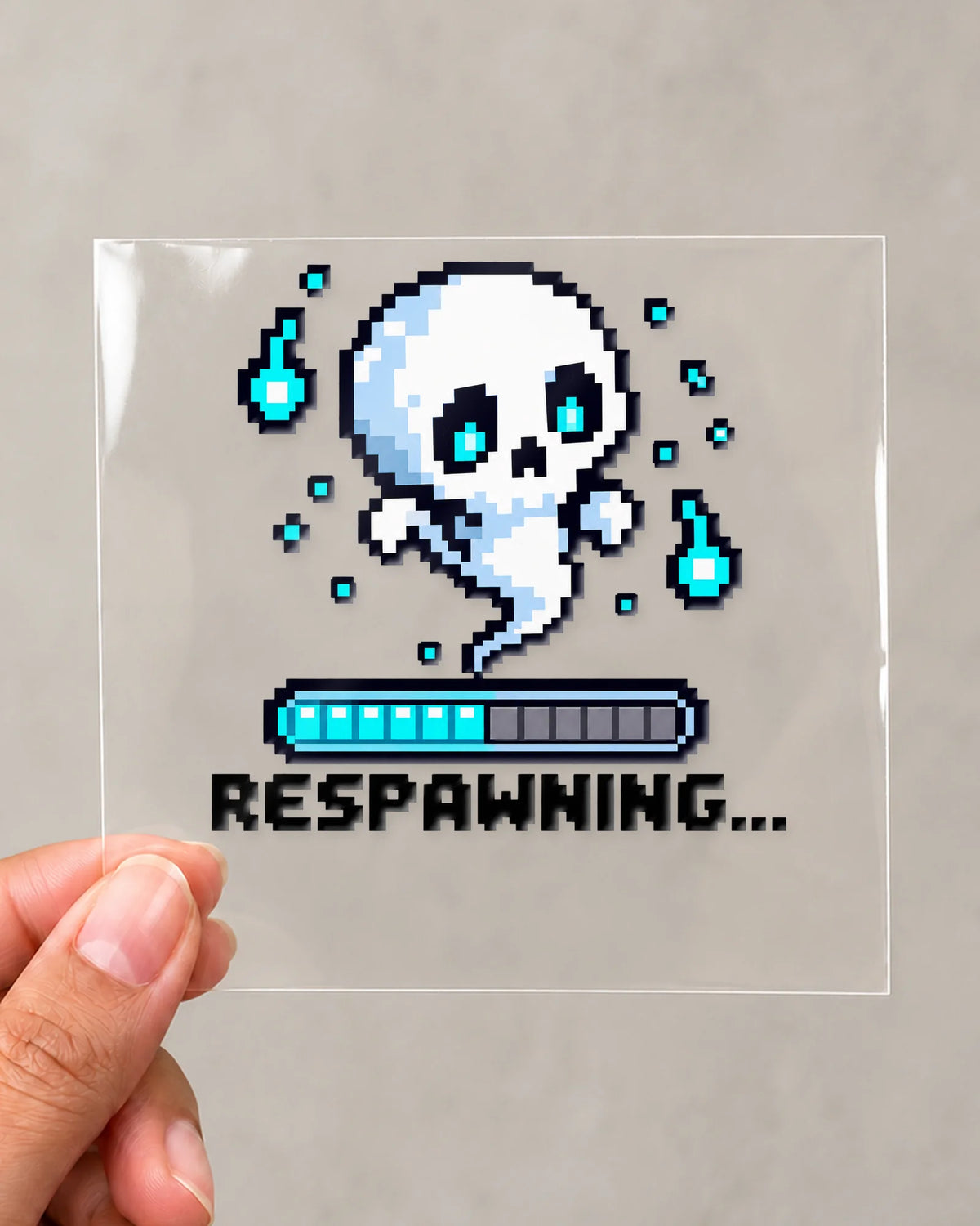 Respawning gamer patch on clear film