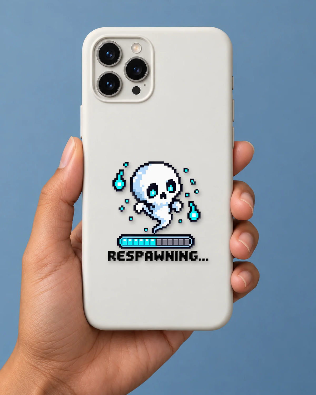 Respawning gamer patch on a phone case