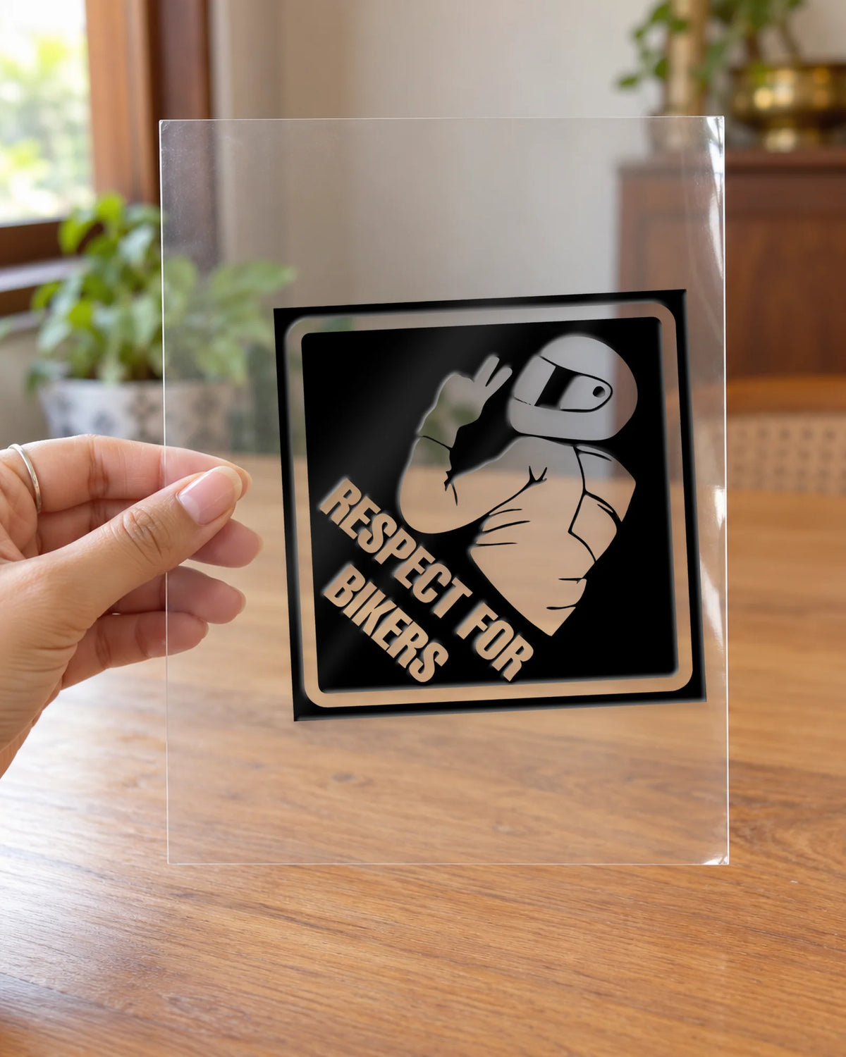 Respect for Bikers hard surface patch on clear film