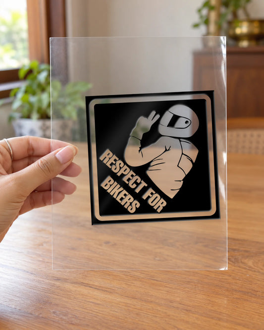 Respect for Bikers hard surface patch on clear film