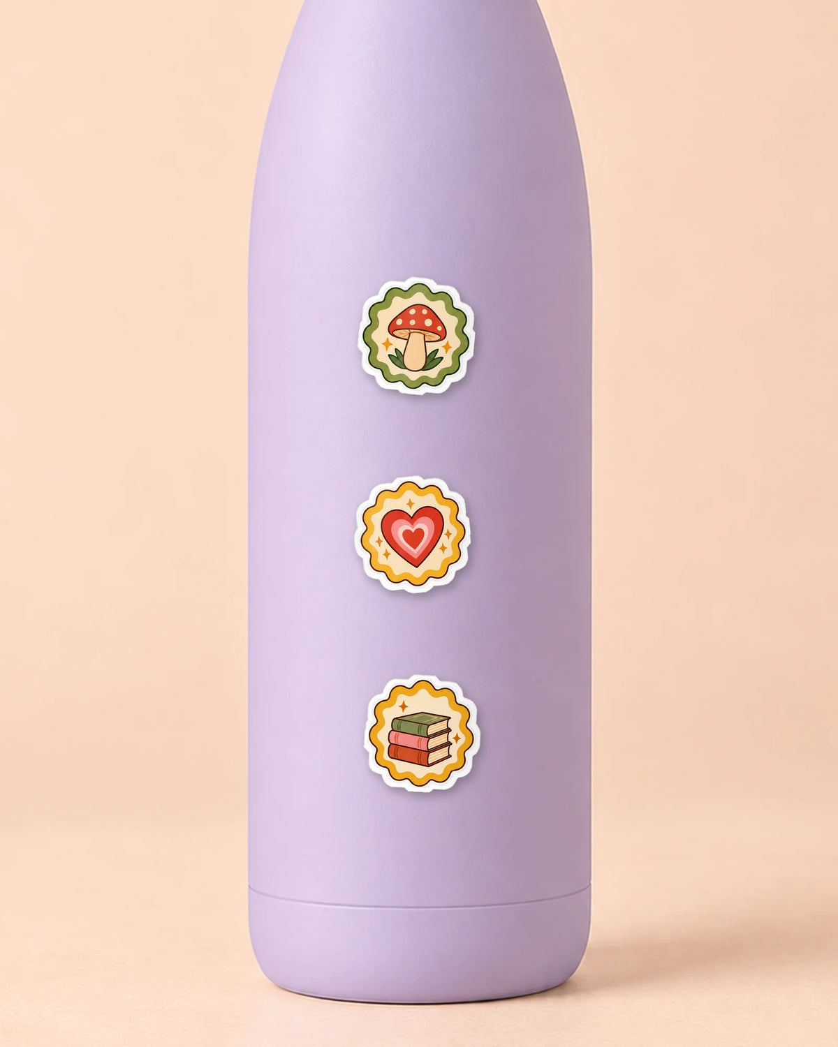 Retro Badges mini patches on a water bottle