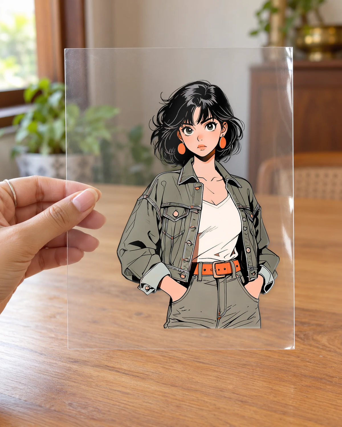 Retro Rebel Girl hard surface patch on clear film