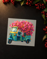 Rickshaw in Bloom iron-on patch transfer