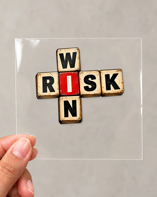 Risk Wins hard surface patch on clear film