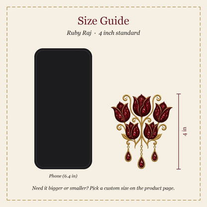 Ruby Raj embroidery-look iron-on patch | Thread Theory