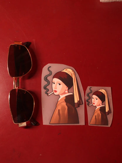 Smokin’ Girl With a Pearl | Iron-on Patch | Girlie Pop