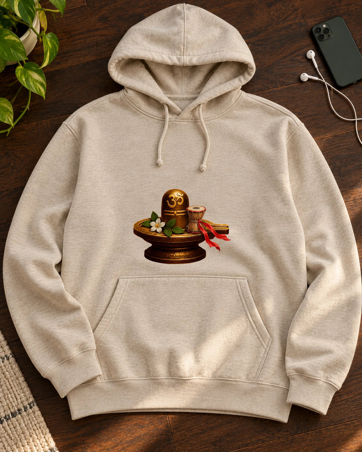 Sacred Shivling & Damru iron-on patch on clothes