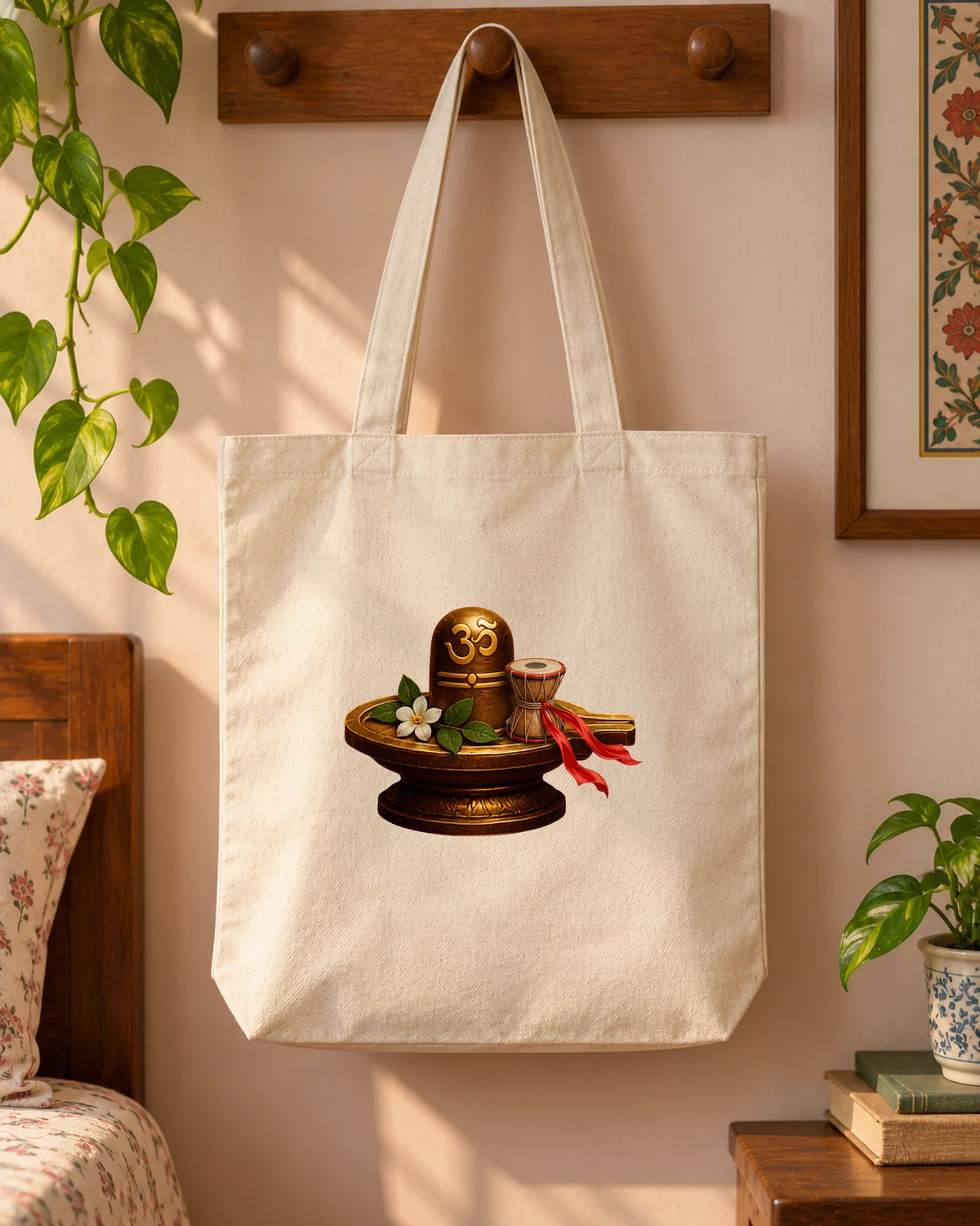 Sacred Shivling & Damru iron-on patch on clothes