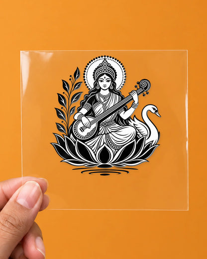 Saraswati Vandana hard surface patch on clear film