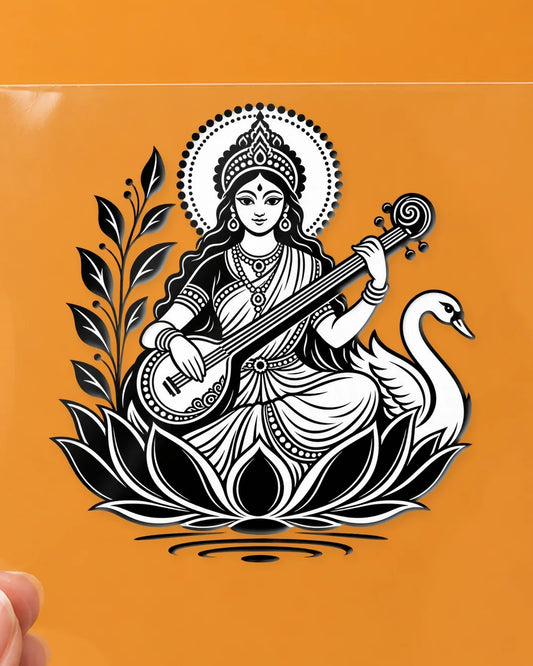 Saraswati Vandana hard surface patch on clear film
