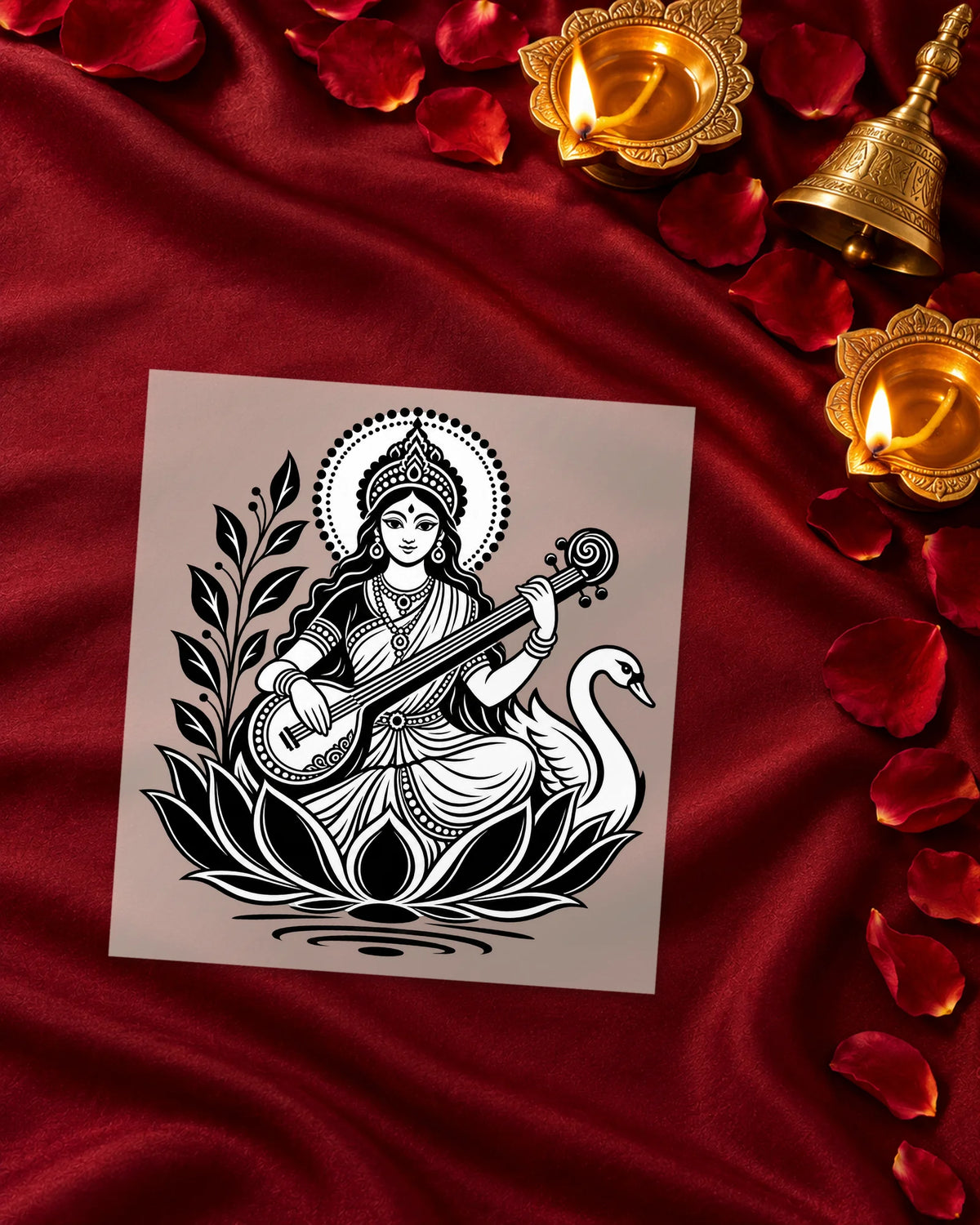 Saraswati Vandana iron-on patch transfer
