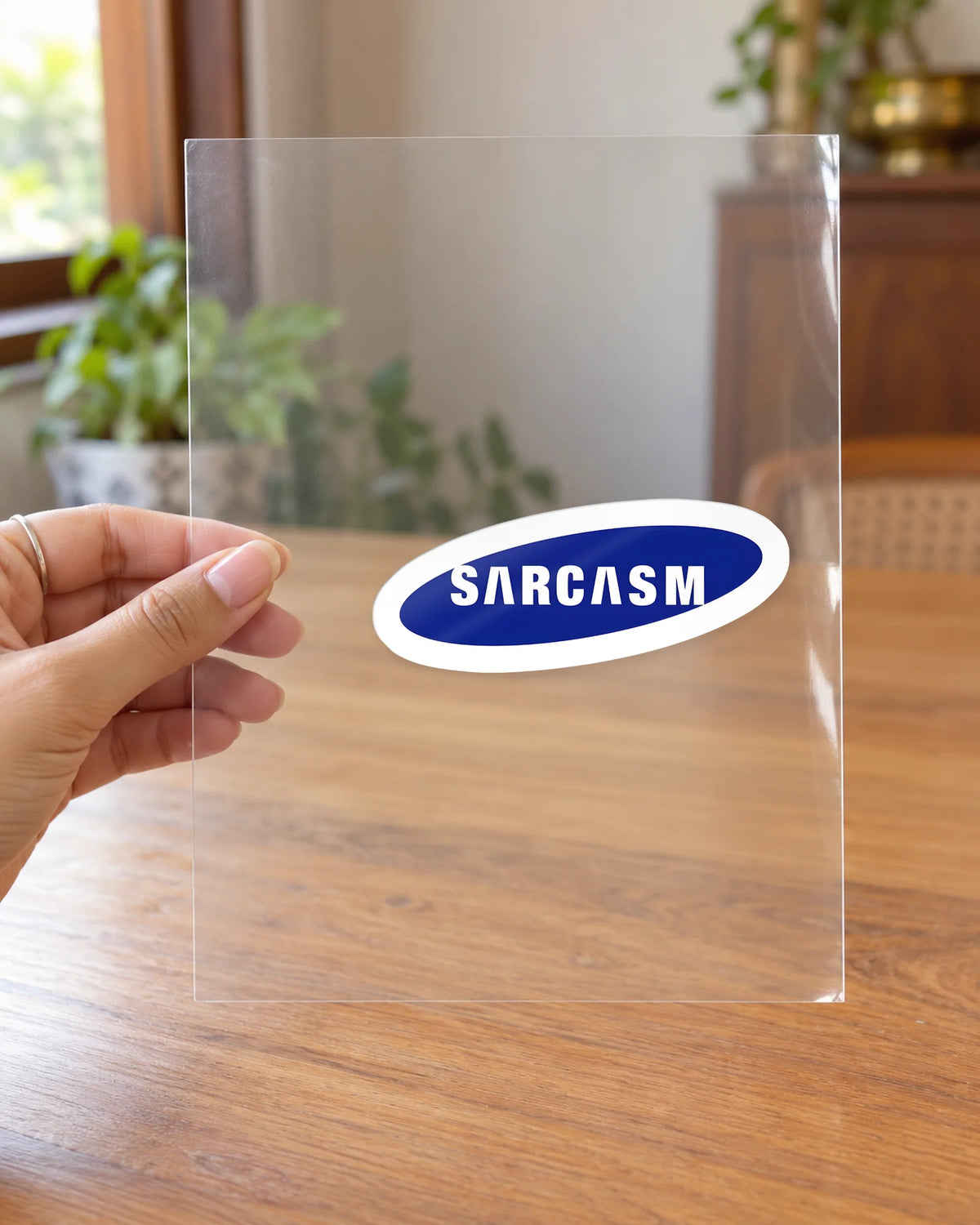 Sarcasm hard surface patch on clear film