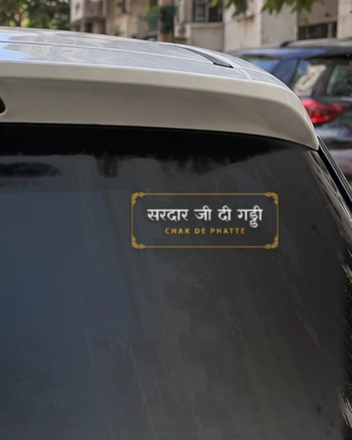 Sardar Ji car patch on a car rear glass