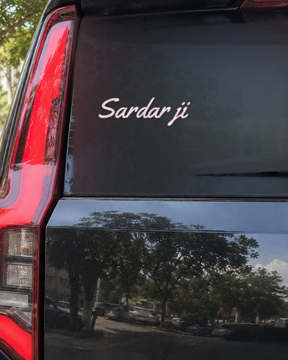 Sardar Ji car patch on a car rear glass