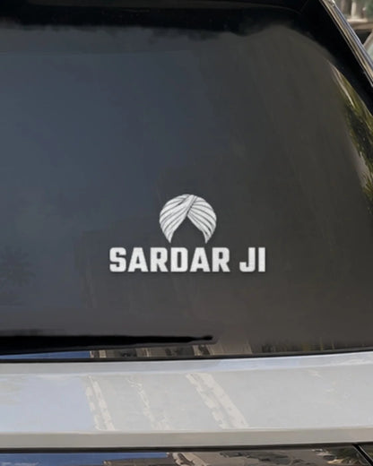 Sardar Ji car patch on a car rear glass