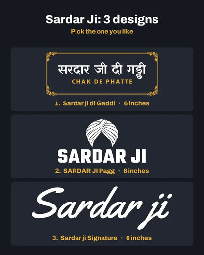 Sardar Ji car patch on a car rear glass