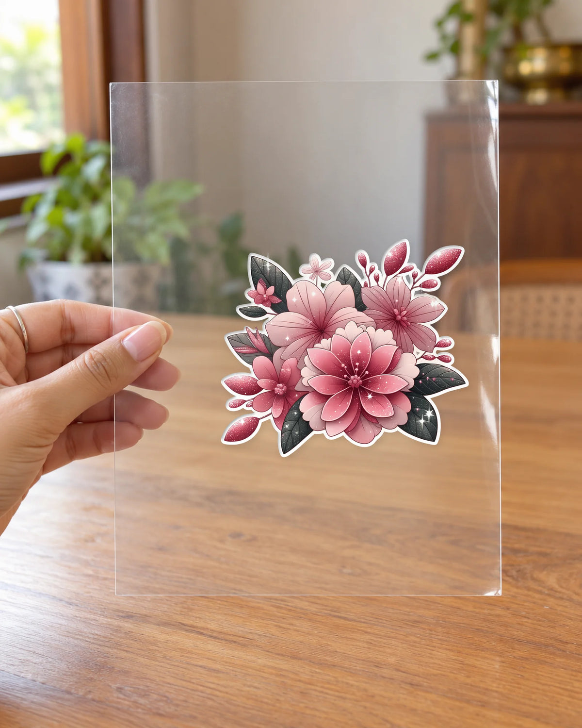 Scarlet Bloom Burst hard surface patch on clear film