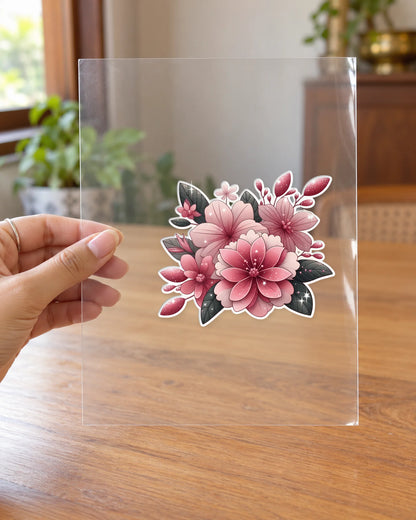 Scarlet Bloom Burst hard surface patch on clear film