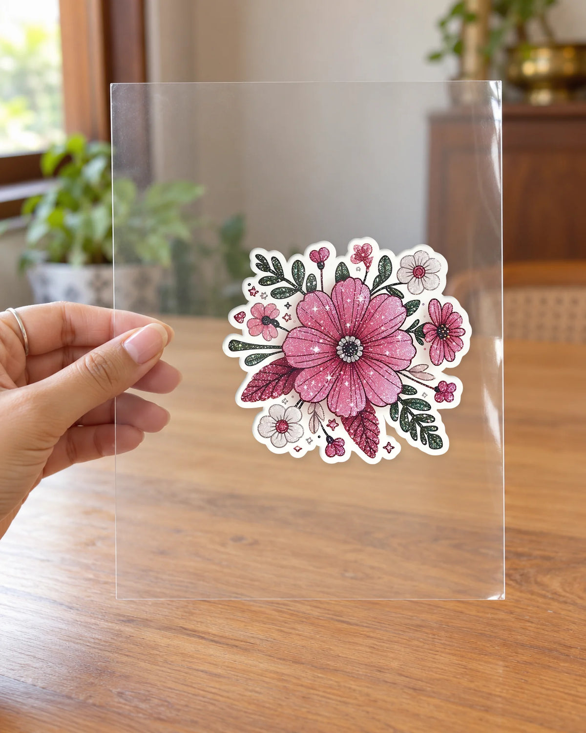 Scarlet Garden Party hard surface patch on clear film